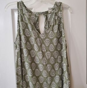 Old Navy Green Floral Sleeveless Top